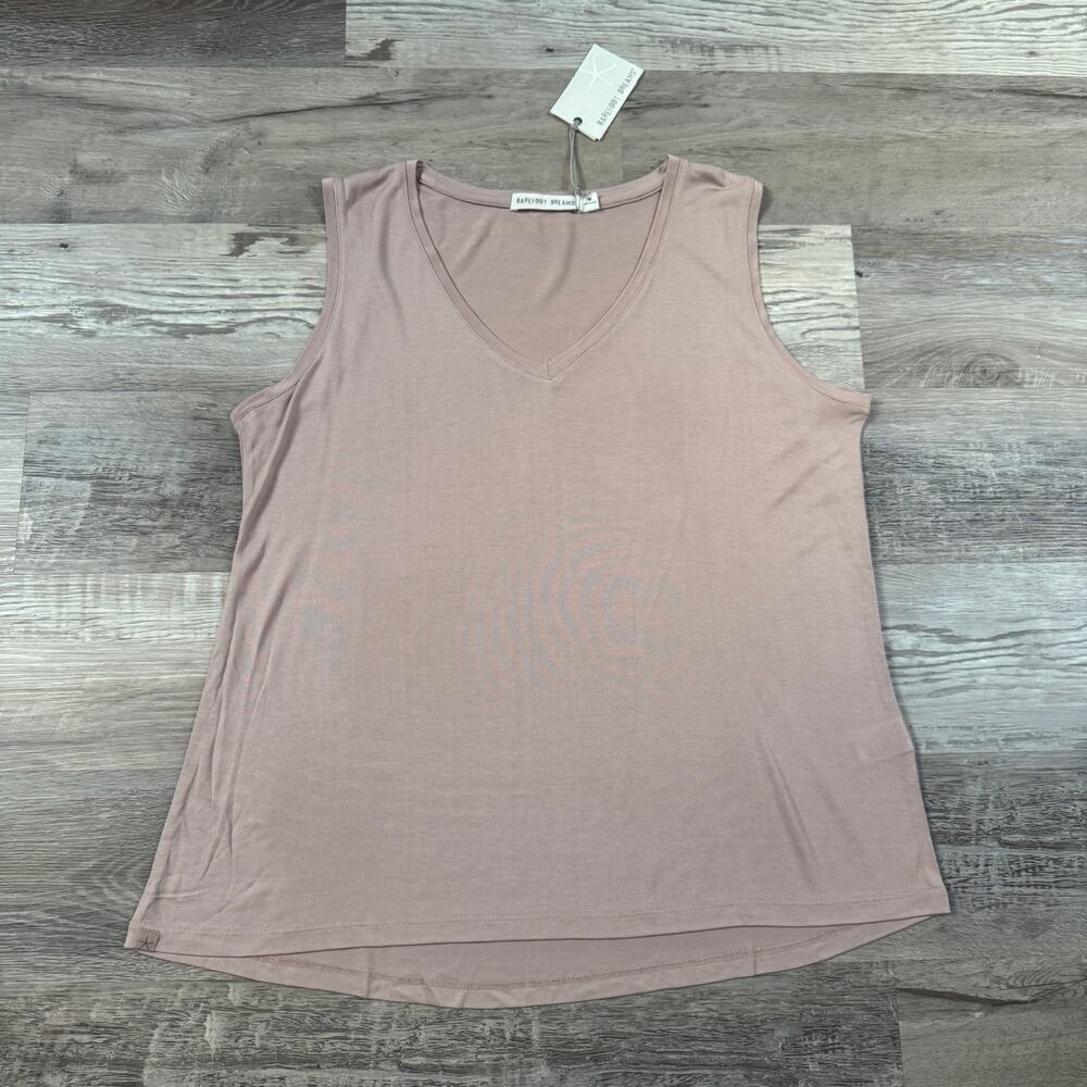 NWT Barefoot Dreams Modal V Neck Tank Faded Rose Lounge Travel Layering Top M